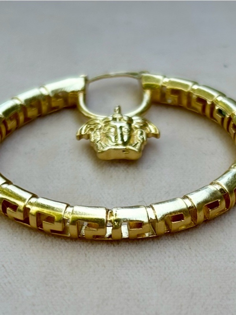 Vintage Versace Gold-Tone Medusa Hoop Earrings - Women Jewelry - Picture 4 of 11